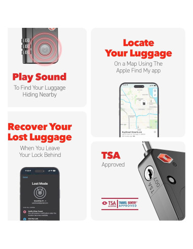 Candado Inteligente KeySmart TSA Bluetooth Resistente al Agua