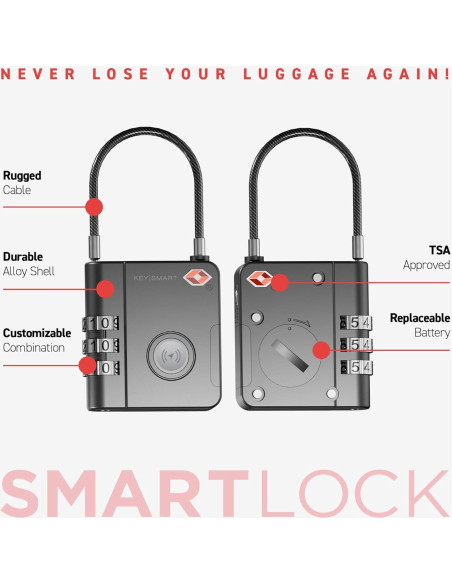Candado Inteligente KeySmart TSA Bluetooth Resistente al Agua