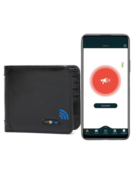 Billetera Antipérdida Hombre con GPS y Bluetooth - Negra