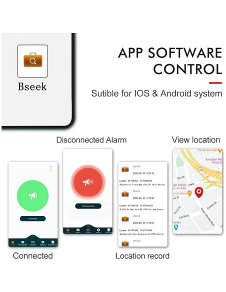 Billetera Antipérdida Hombre con GPS y Bluetooth - Negra