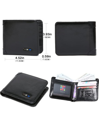 Billetera Antipérdida Hombre con GPS y Bluetooth - Negra