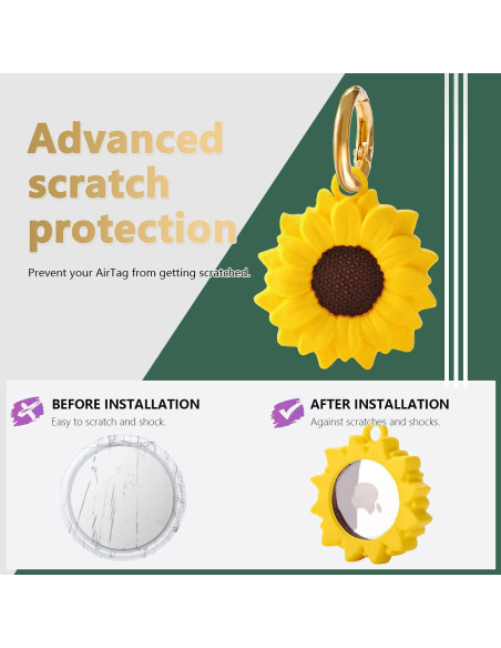 Funda Protectora GOLLEY para AirTag con Llavero Girasol Funda Protectora GOLLEY para AirTag con Llavero Girasol