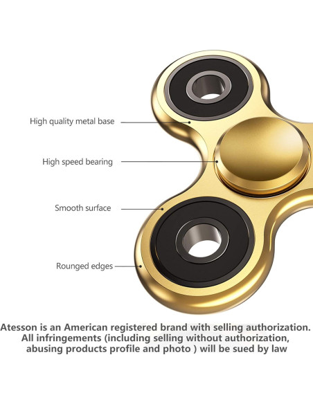 Fidget Spinner ATESSON Antiestrés Metal 12.7cm para Niños