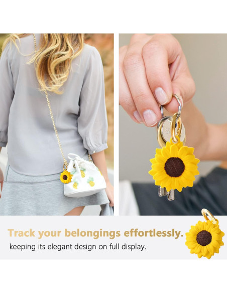 Funda Protectora GOLLEY para AirTag con Llavero Girasol Funda Protectora GOLLEY para AirTag con Llavero Girasol