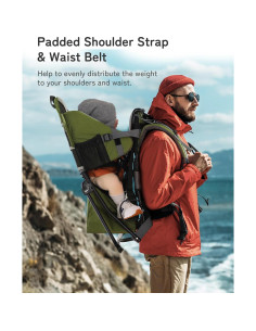 Mochila Portabebés Besrey Verde Militar para Senderismo con Asiento 2