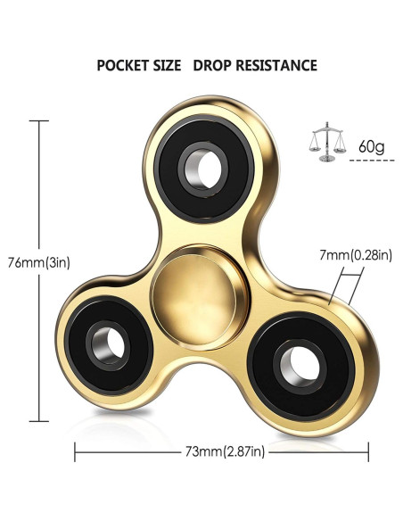 Fidget Spinner ATESSON Antiestrés Metal 12.7cm para Niños