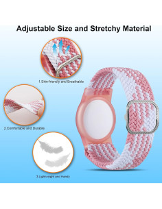 Pulsera Ajustable Yizhet para AirTag - Nylon Suave 37.85-60.45 cm 2