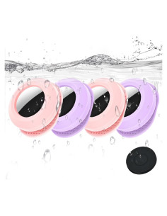 Funda Protectora Silicona para AirTag - 4 Pcs Rosa y Púrpura