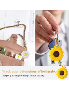 Funda protectora GOLLEY para AirTag con llavero Girasol 2