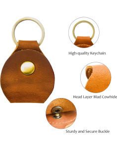 Soporte para llavero Airtag Timyca 2 Pack Cuero Marrón 2