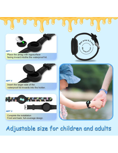 2 Pulseras de Silicona para AirTag Niños BIQIRE Impermeables