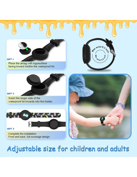 2 Pulseras de Silicona para AirTag Niños BIQIRE Impermeables