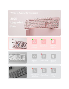 Teclado Mecánico EWEADN TK950 Inalámbrico Rosa 104 Teclas 2