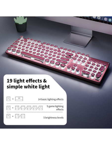 Teclado Mecánico EWEADN TK950 Inalámbrico Rosa 104 Teclas Teclado Mecánico EWEADN TK950 Inalámbrico Rosa 104 Teclas