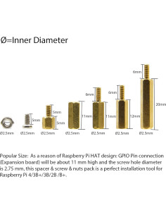 Geekworm Kit 100 Pcs Espaciadores M2.5 para Raspberry Pi 2