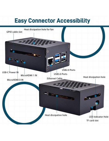 Caja de Metal GeeekPi para Raspberry Pi 5 con PCIe M.2