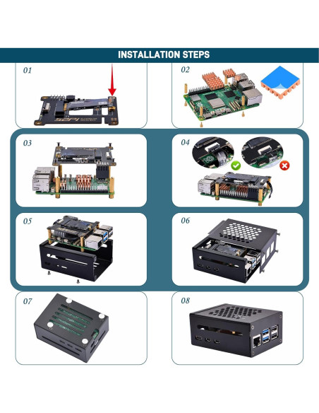 Caja de Metal GeeekPi para Raspberry Pi 5 con PCIe M.2
