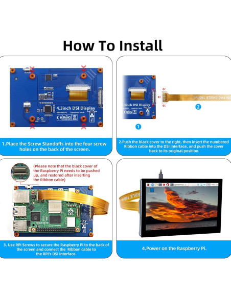 Pantalla táctil 4.3" iPistBit para Raspberry Pi 800x480