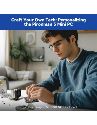 Caja Mini PC Pironman 5 para Raspberry Pi 5 con SSD NVMe
