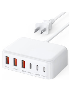 Cargador USB C 100W 6 Puertos GaN HNT-PC606 Carga Rápida