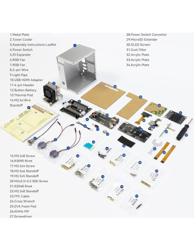 Caja Mini PC Pironman 5 para Raspberry Pi 5 con SSD NVMe