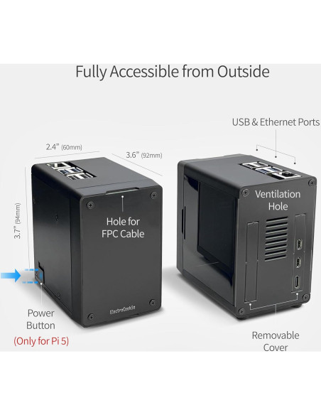 Caja Mini PC ElectroCookie para Raspberry Pi 5 con Enfriador RGB