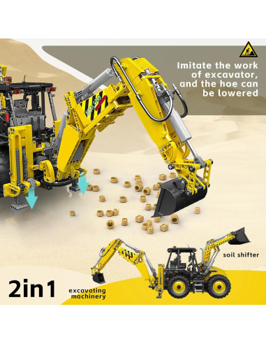 Mould King 17036 Excavadora y Bulldozer RC 2 en 1 2239 Piezas