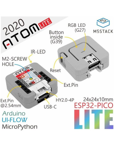 M5Stack ATOM Lite Kit Desarrollo Compacto ESP32 IoT 2.39cm