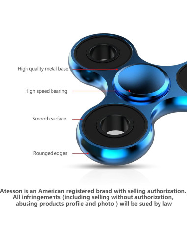 Fidget Spinner ATESSON Alta Velocidad Alivio Estrés 11cm
