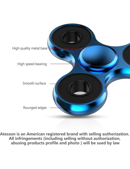 Fidget Spinner ATESSON Alta Velocidad Alivio Estrés 11cm