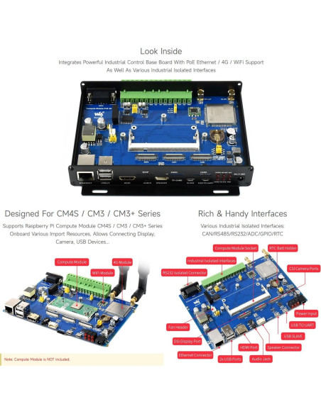 Mini-ordenador industrial IoT Waveshare CM-IO-POE-4G-BOX 4G PoE Mini-ordenador industrial IoT Waveshare CM-IO-POE-4G-BOX 4G PoE