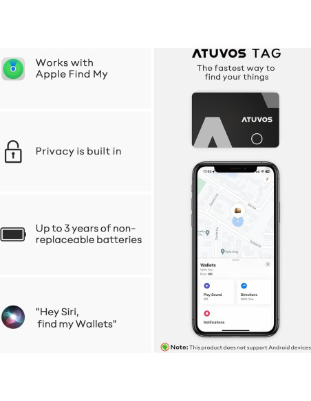 Localizador Bluetooth ATUVOS para Cartera - IP67 Impermeable