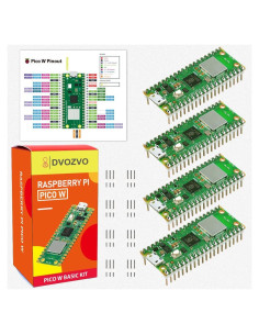 4 Pack Raspberry Pi Pico W DVOZVO con WiFi y conectores