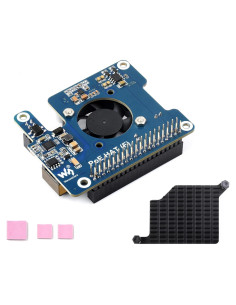 HAT PoE Waveshare para Raspberry Pi 5 con disipador y ventilador