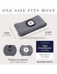 Diadema LED Head Lightz - Linterna Recargable Unisex Gris 2