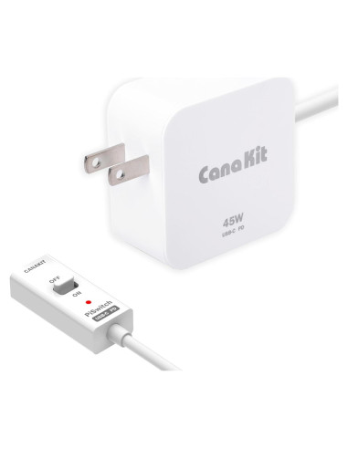 Fuente de Alimentación USB-C 45W CanaKit con PiSwitch para Raspberry Pi 5