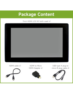 Pantalla Táctil LCD 7" Waveshare 1024x600 HDMI Compatible Raspberry Pi 2