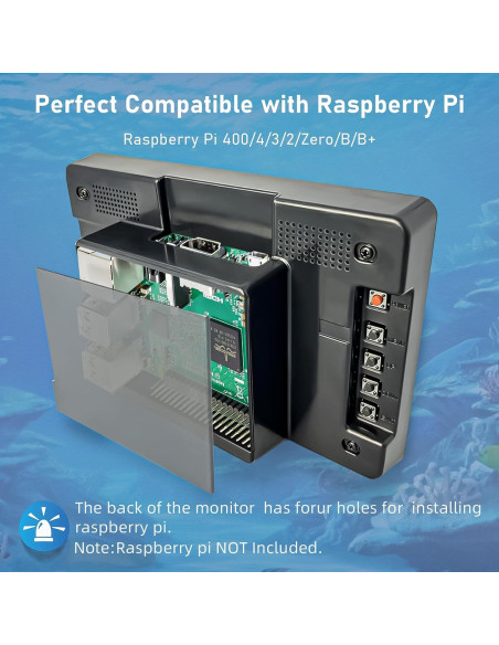 Monitor LCD 7" HMTECH para Raspberry Pi 400/4/3/2/Zero