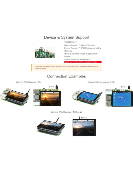 Pantalla LCD 2.8" Waveshare 480x640 DPI Táctil Raspberry Pi