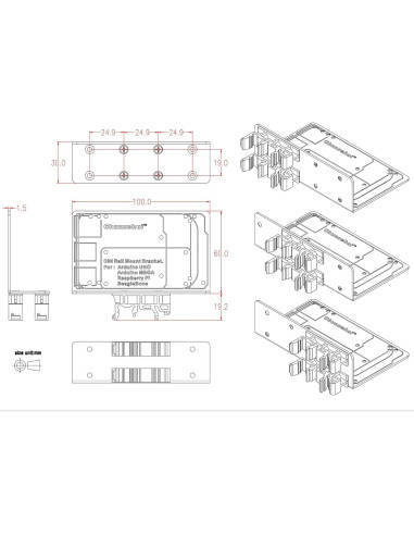 Soporte de Montaje en Riel DIN Electronics-Salon para Raspberry Pi y BeagleBone