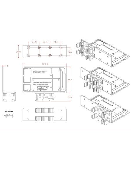 Soporte de Montaje en Riel DIN Electronics-Salon para Raspberry Pi y BeagleBone