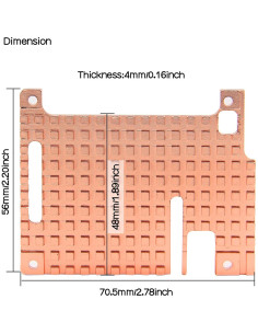 Disipador de Cobre H402 para Raspberry Pi 4 - 4mm Grosor 2