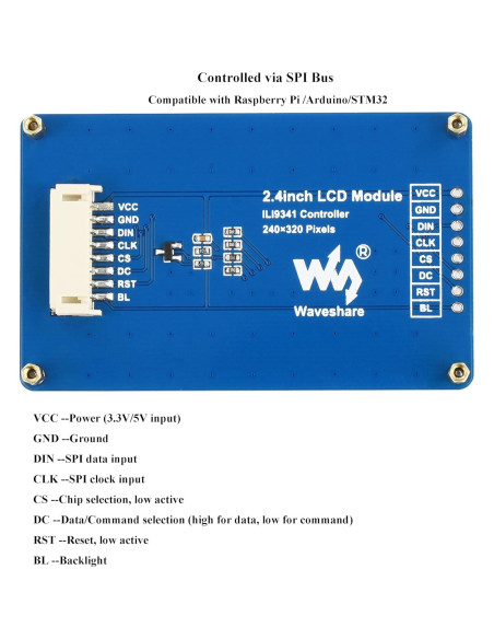 Módulo Pantalla LCD 2.4" UeeKKoo 240x320 RGB SPI TFT