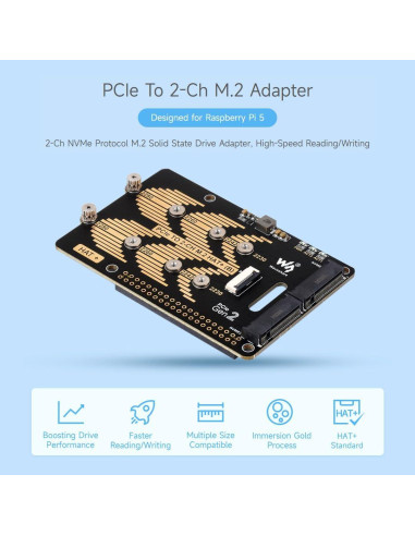Adaptador PCIe a M.2 HAT Waveshare para Raspberry Pi 5