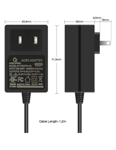 Fuente de Alimentación USB-C PD 27W Geekworm para Raspberry Pi 5