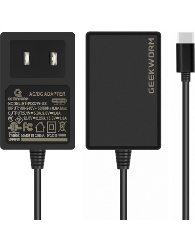 Fuente de Alimentación USB-C PD 27W Geekworm para Raspberry Pi 5