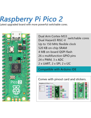 Placa de Desarrollo FREENOVE Raspberry Pi Pico 2 con Encabezado Pre-soldado