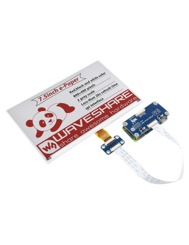 Pantalla E-Paper 7.5" Waveshare HAT 800x480 SPI Rojo/Negro/Blanco