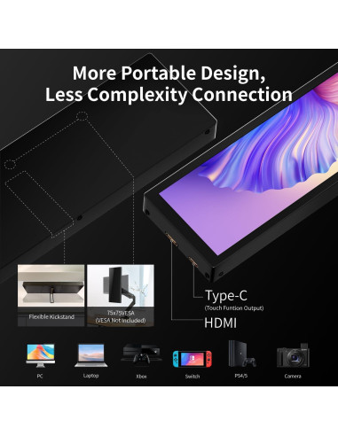 Monitor Táctil 8.8" SCXryllexa FHD 1920x480 para PC