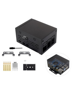 Caja de Metal Industrial Wonrabai para Raspberry Pi 5 - Soporte Montaje Pared y Riel